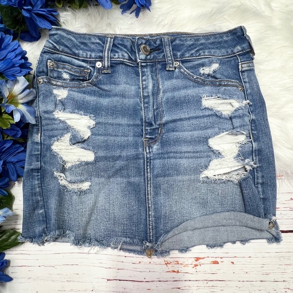 |•AMERICAN EAGLE•| Stretch Jean Skirt - Picture 1 of 4